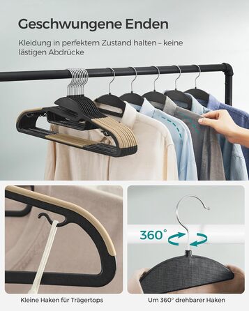 Набір вішалок SONGMICS, 20 шт., пластикові, обертовий гачок, сірий, для одягу
