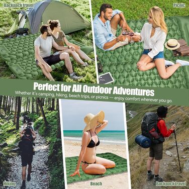 Isomatte самонадувна туристична, килимок для кемпінгу з помпою та подушкою, з'єднувана, водонепроникна, для відпочинку на природі