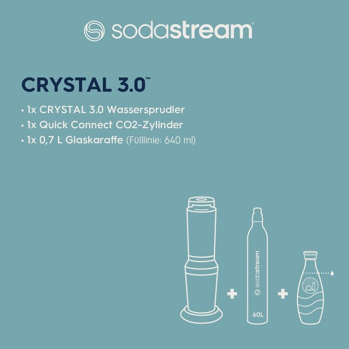 SodaStream Crystal 3.0: Газова вода вдома - зручний напій без відходів, срібно-чорний, 45 см