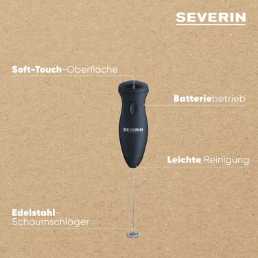 SEVERIN SM 3590: Електричний піноутворювач молока з нержавіючої сталі, чорний