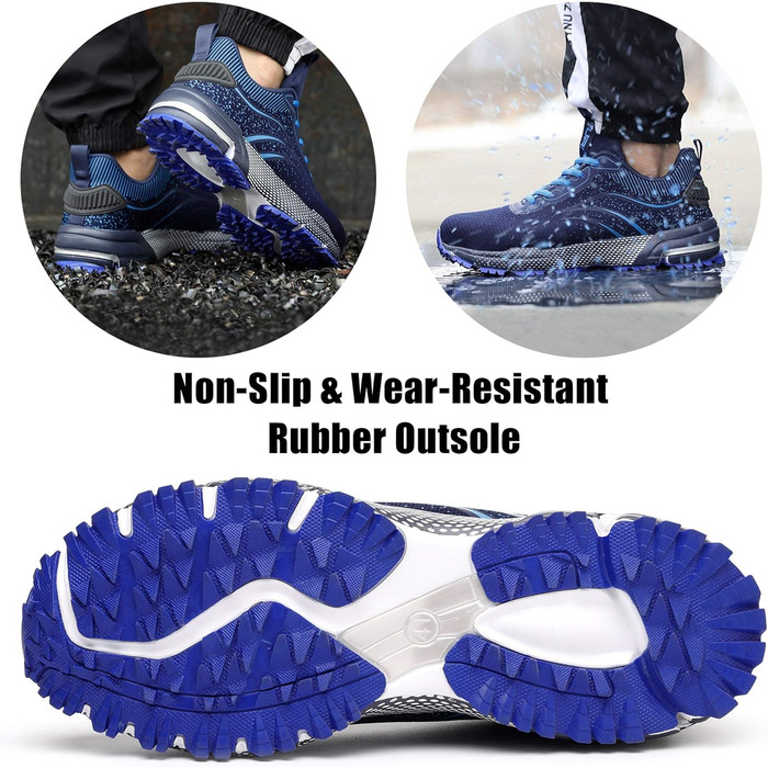 Чоловічі та жіночі робочі черевики Furuian з металевим носком. Легкі, спортивні, дихаючі, захисні черевики-кросівки (37 EU, блакитні)