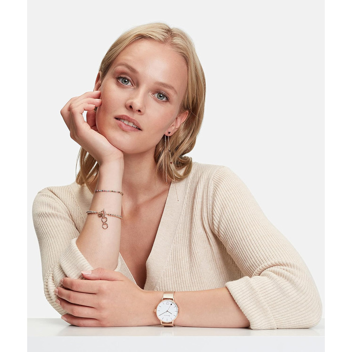 Жіночий годинник Tamaris з мікросітчатим ремінком зі сталі та серцем, рожеве золото