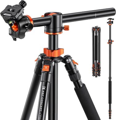 Штатив K&F Concept 238CM з подовженою центральною колоною, 360° панорамний штатив для камери, з сумкою та швидкознімною платформою, до 10 кг