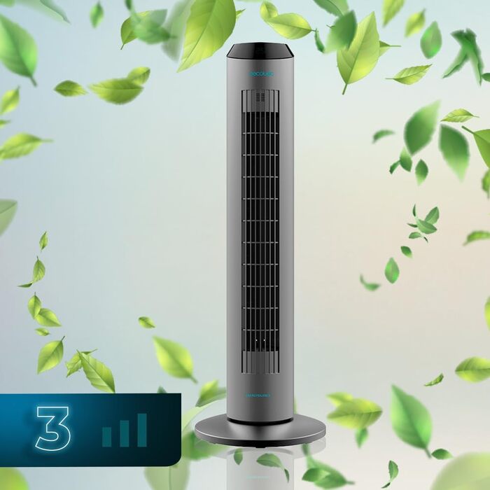 Турбовентилятор Cecotec EnergySilence 8190 Skyline Ionic: 60 Вт, 84 см, осциляція, іонізація, мідний мотор, 3 швидкості, сірий