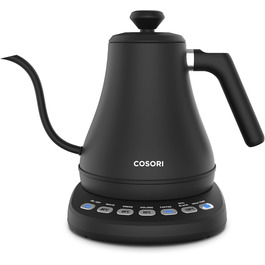 1.7 Liter Glass Kettle, Blue LED, BPA-free, 2200 Watt, 5-minute boiling time, overheat protection, 360° swivel base, Borosilicate glass kettle with stainless steel base and filter (Cosori Swan-neck Kettle)
