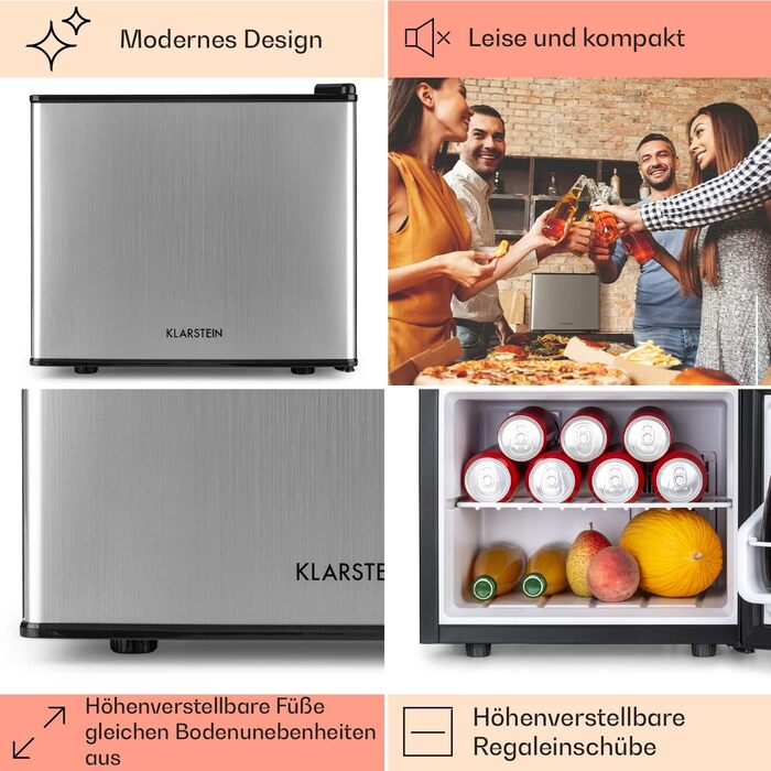 Klarstein Mini-холодильник для напоїв та догляду за шкірою, 17 л, сріблястий | 3 режими, тихий, для дому, офісу, кемпінгу