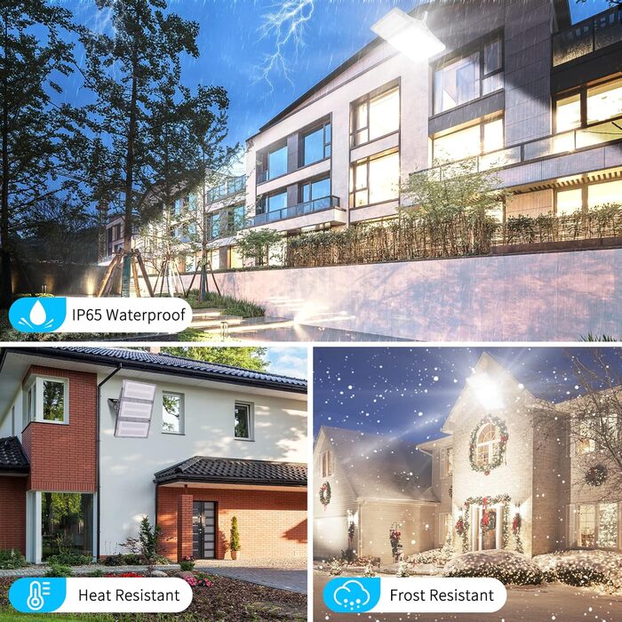 Viugreum Upgrade 300W LED Floodlight 24000LM Floodlight Outdoor IP65 Outdoor Floodlight 6500K Floodlight Cold White Spotlight Outdoor Floodlight Floodlight with 50cm Cable for Backyard Driveway Garage Hallway