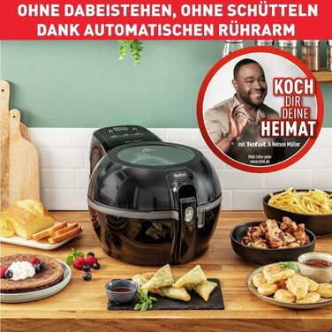 Tefal FZ7228 ActiFry Extra Hot Air Fryer | Air Fryer with Stirring Arm, No Shaking | 1550 W | 1.2 kg for 6 People | High Speed Airflow | Timer | Energy-saving | Healthy fryer without oil | Black
