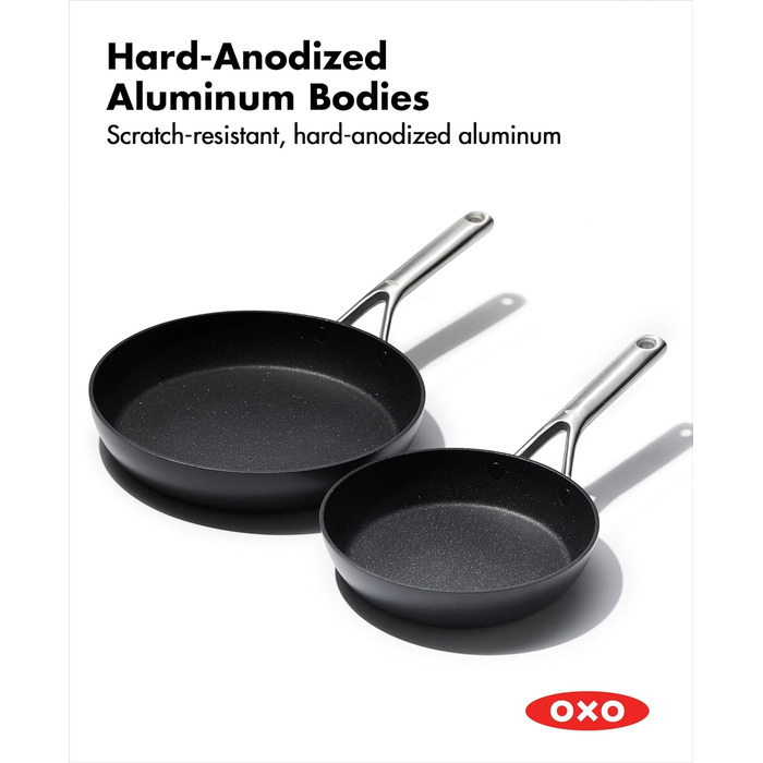 Набір сковорідок OXO Pro Professional Ceramic Non-Stick, 2 шт., 20.3 см та 25.4 см, чорний