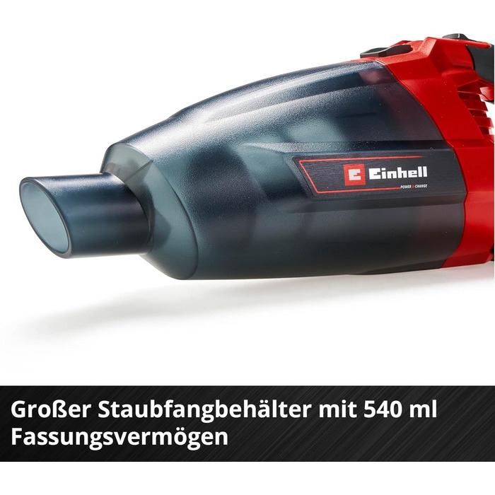 Акумуляторний пилосос ручний Einhell TE-HV 18/06 Li-Solo Power X-Change (18V, 72 мбар, насадки в комплекті, 0.6л, без акумулятора)