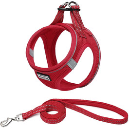 Нашийник для собак з повідком Anti-Pull, світловідбиваючий, для маленьких собак, кошенят, тварин (Червоний, S)