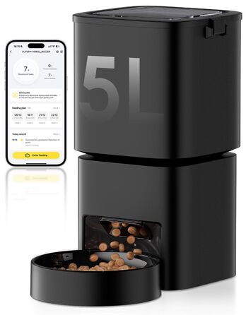 Автоматичний кормушка для котів та собак з Wi-Fi, 5 л, керування через додаток, 1-10 прийомів їжі на день