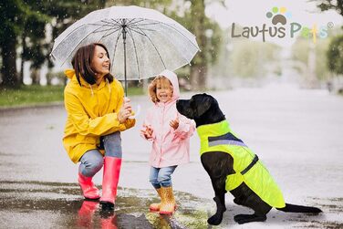 Lautus Pets Dog Raincoat, Waterproof, Reflective, Light Yellow with Collar Hole (XL, Yellow)
