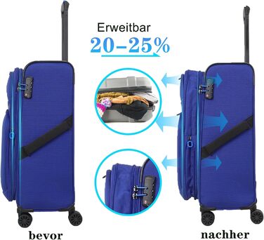 Бізнес валіза Weichschalenkoffer на 4 колесах Blue-Violet, 24'' із розширенням, TSA-замком, Breeze II, дорожня валіза для подорожей