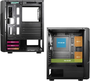 Комп'ютерний корпус Spirit of Gamer Gamer Clone III з RGB підсвічуванням - ATX/mATX/ITX Tower з металевою передньою панеллю та скляною бічною панеллю