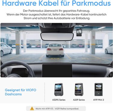 Кабель живлення VIOFO HK4 Hardwire Kit для відеореєстраторів A329, A119M, A229 (Type-C) з режимом паркування та захистом від розрядження акумулятора