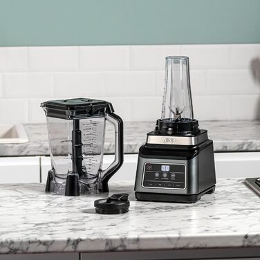 Ninja 2-in-1 Mixer with 3 programs; Mix, Max Mix, and Chop & 4 manual settings, 2.1L pitcher & 700ml cup, 1200W, dishwasher safe, Auto-iQ, Black BN750EU 2-in-1 Mixer