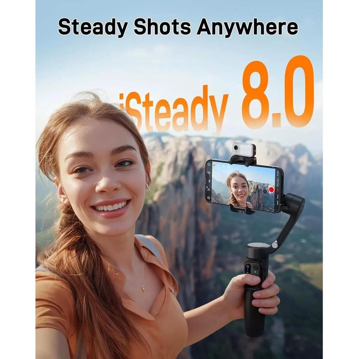 Стабілізатор Hohem iSteady V3 для смартфона: AI-трекінг, віддалений пульт, екран 2.2'', трипод, для зйомки Vlog TikTok