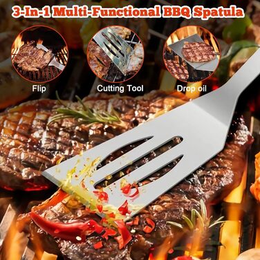 Набір аксесуарів для гриля NXPZ з нержавіючої сталі, 27 предметів. Професійний набір для гриля, з сумкою для зберігання. Для кемпінгу, пікніків, саду та походів.