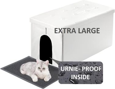 Шафа для котячого туалету MEEXPAWS XL, біла – прихований туалет для кішки, комод-сидіння для кота, котячий туалетний шафа