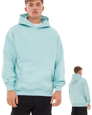 Унісекс худі Johnny Urban Cody Oversize — базовий світшот з капюшоном із цупкої тканини, однотонний, льодяно-блакитний