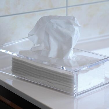 Fantasia 1222 Cosmetic Tissue Box, Acrylic, Empty, Flip-Top Lid, Dimensions: 26 x 13.5 x 5.5 cm