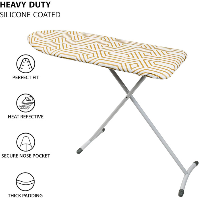 Покриття та підкладка для прасувальної дошки, стійке до нагрівання, еластичне, золотого кольору, бавовна