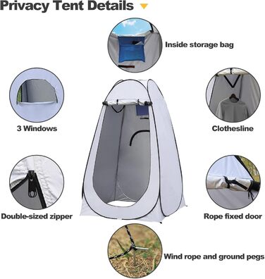 Pop-Up Privacy Tent - Portable Shower & Changing Tent for Beach, Camping, Fishing, Hiking - Waterproof, UV Protection, with Carry Bag