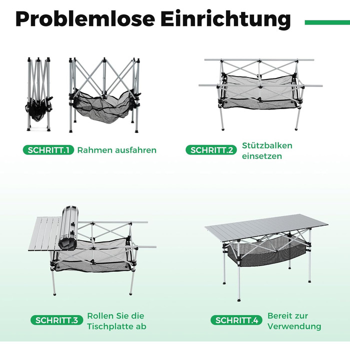 Складний кемпінговий стіл COSTWAY 119x55 см з алюмінієвою стільницею та сітчастою корзиною, до 100 кг, з сумкою для перенесення - для кемпінгу, саду (Срібний)
