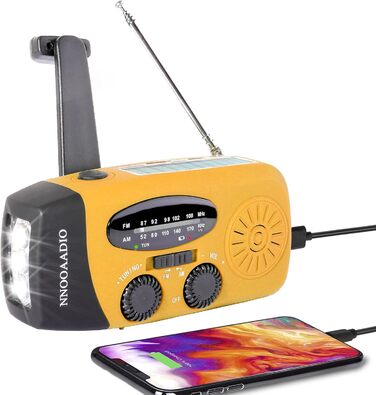 Сонячне радіо з годинниковим механізмом та ручкою, AM/FM, радіо для надзвичайних ситуацій, з USB-зарядкою, LED-ліхтарик, для дому та кемпінгу