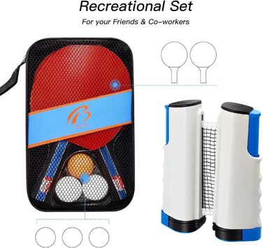 Набір для настільного тенісу: 2 ракетки, м'ячі та сітка