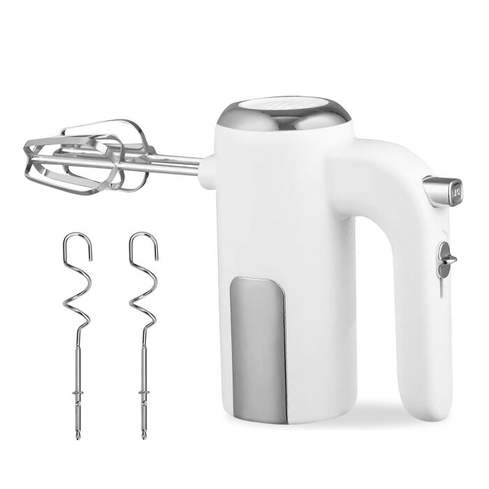 Ручний міксер Handmixer 400W з 5 швидкостями та турбо-функцією, з нержавіючої сталі, для кухні, білий