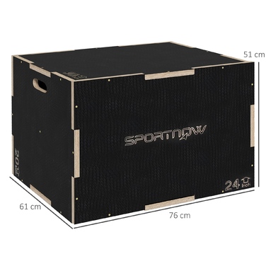 Спортивний бокс Sprungbox 3 в 1: Пліометрична платформа для дому та залу, з ручкою, чорний