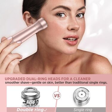 Електричний жіночий епілятор для тіла: безболісний пристрій для бікіні, обличчя, ніг, під пахвами – портативний для подорожей (рожеве золото)