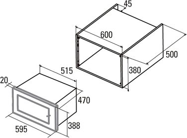 Мікрохвильова піч CATA MC 32 DC в нержавіючій сталі з антижировим покриттям, вбудована, 900 Вт, 32 л, гриль 1100 Вт, таймер 95 хв