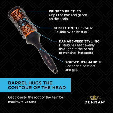 Щітка для укладки волосся Denman Thermo Ceramic Hourglass - термощітка для створення локонів, об'єму та підйому коренів (DHH3EORG)