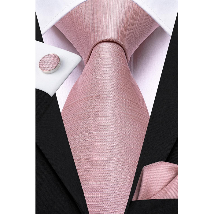 Комплект краватки Hi-Tie з шовку з нагрудною хусткою та запонками, рожевий, для весілля та ділових заходів