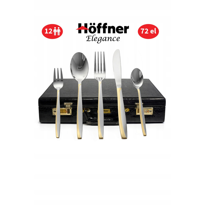 Набір столових приборів у кейсі-валізці, нержавіюча сталь, 72 предмети на 12 осіб