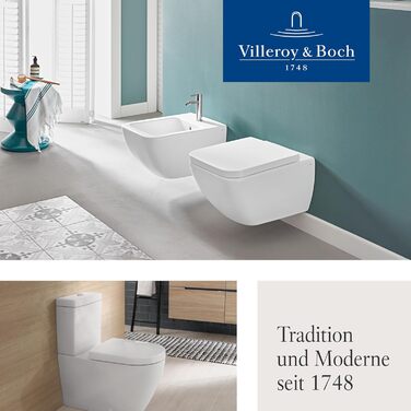 Універсальне сидіння для унітазу Villeroy & Boch овальної форми, біле глянцеве, з мікроліфтом (м'яке закриття), знімне та ударостійке, оригінальна запчастина