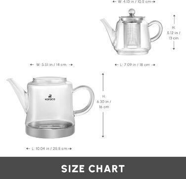 Karaca Dora Glass Teapot, 450 ml Teapot, 180 ml Kettle, suitable for gas and electric cooktops, Turkish teapot (çaydanlık), and teapot set, Teapot (not induction), Glass