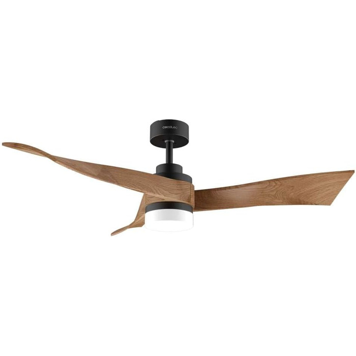 Стельовий вентилятор Cecotec EnergySilence Aero 5280 LightWood з LED підсвіткою 18W, діаметр 132 см, пульт, DC-мотор, чорний