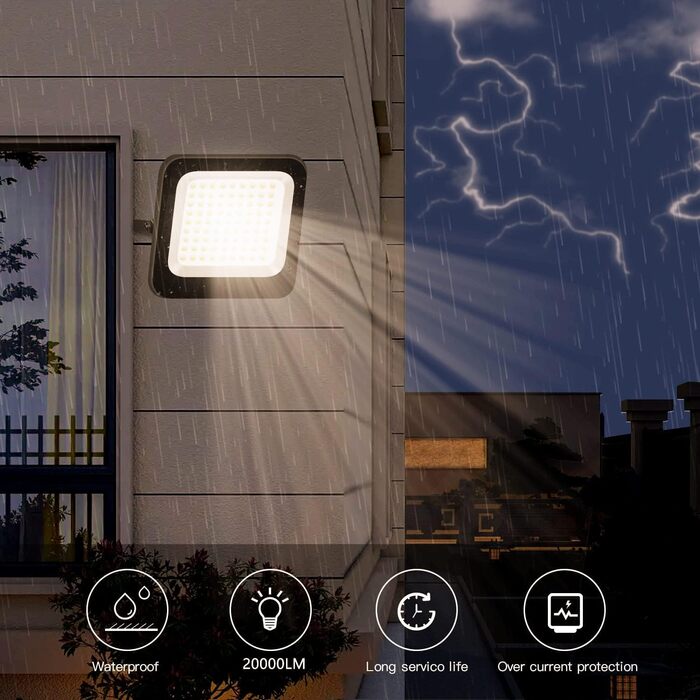 200W LED Floodlight Outdoor Warm White 3000K, Super Bright LED Floodlight 20000LM LED Spotlight Floodlight IP65 Waterproof Outdoor Security Light for Backyard, Driveway, Garage, Hallway, Garden