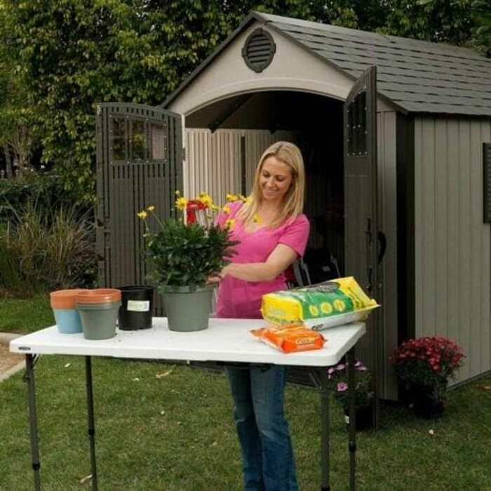 Складний стіл 60 см, портативний, для кемпінгу та пікніка, сад, на вулицю, регульована висота, алюмінієвий каркас, 60 x 45 x 25,9 см (Д x Ш x В)