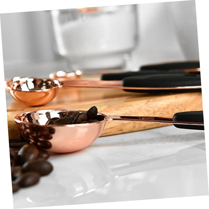Cieeo Measuring Spoon Set in Rose Gold Kitchen/Baking Utensils Stainless Steel Spoons for Dry and Liquid Ingredients, Home Use, Spoons with Engraved Handle, Stackable Storage