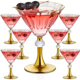 Бокали для коктейлів Martini з золотим обідком, набір 6 шт. Люкс, ручна робота