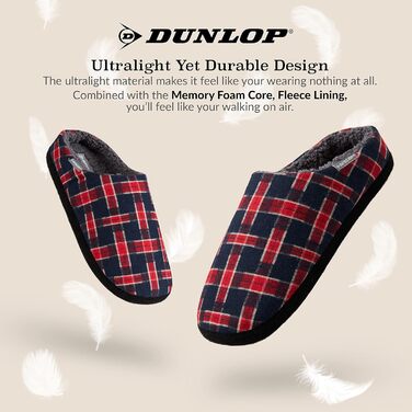Тапочки чоловічі Dunlop з підкладкою, антиковзкі, з Memory Foam, 44 EU, темно-синій, бордовий