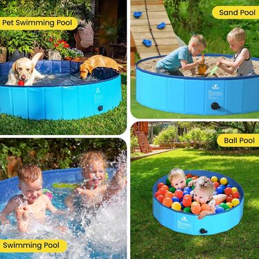 Pawaboo Foldable Dog Pool, Dog Bath, Swimming Pool for Dogs, Easy Storage, Durable Scratch-Resistant Pet Pool for Puppies and Cats, Portable Splash Pool for Pets (80cm x 20cm, S)