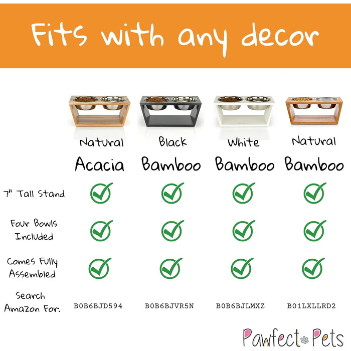 Підставка для годівлі собак Pawfect Pets, 17.8 см, 4 миски з нержавіючої сталі, чорна