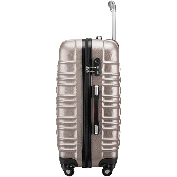 Набір валіз з ABS пластику S-M-L-XL з кодовим замком та телескопічною ручкою, ролер для подорожей, ручна поклажа (шампань)