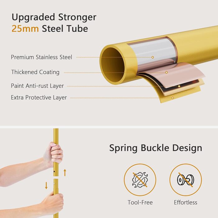 Вішалка для одягу на колесах Gewudraw, гардеробна стійка з подвійною штангою, витримує до 61 кг, золотиста